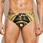 Black And Gold Eye of Providence Print Men's Swim Briefs