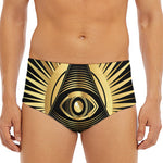 Black And Gold Eye of Providence Print Men's Triangle Swim Briefs