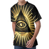 Black And Gold Eye of Providence Print Men's Velvet T-Shirt