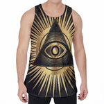 Black And Gold Eye of Providence Print Men's Velvet Tank Top