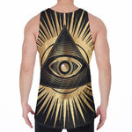 Black And Gold Eye of Providence Print Men's Velvet Tank Top