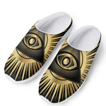 Black And Gold Eye of Providence Print Mesh Casual Shoes