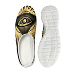 Black And Gold Eye of Providence Print Mesh Casual Shoes