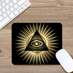 Black And Gold Eye of Providence Print Mouse Pad