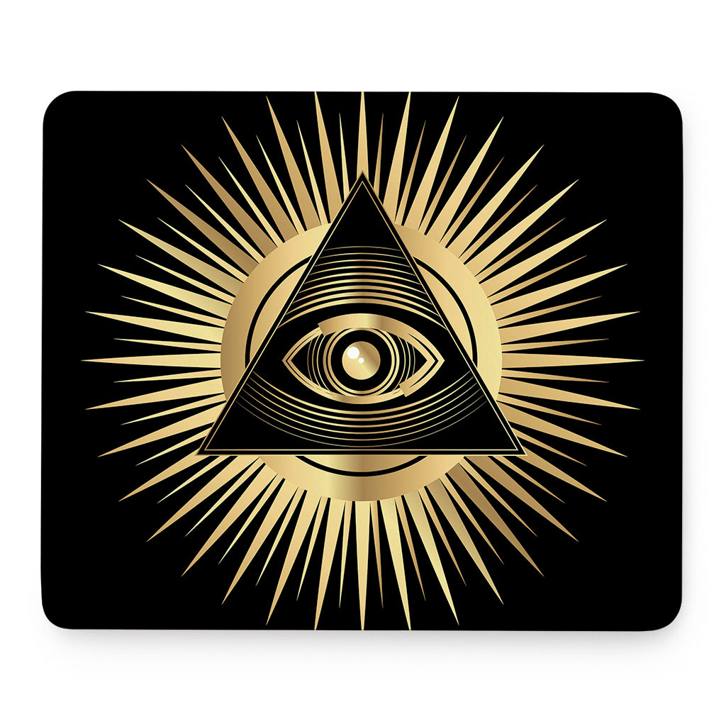 Black And Gold Eye of Providence Print Mouse Pad