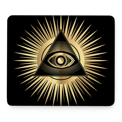 Black And Gold Eye of Providence Print Mouse Pad