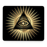 Black And Gold Eye of Providence Print Mouse Pad
