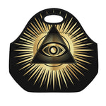 Black And Gold Eye of Providence Print Neoprene Lunch Bag