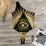 Black And Gold Eye of Providence Print One Shoulder Bodysuit
