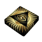 Black And Gold Eye of Providence Print Outdoor Seat Cushion Cover