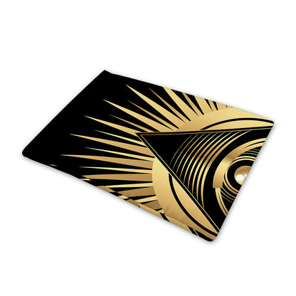 Black And Gold Eye of Providence Print Pet Cooling Mat Cover
