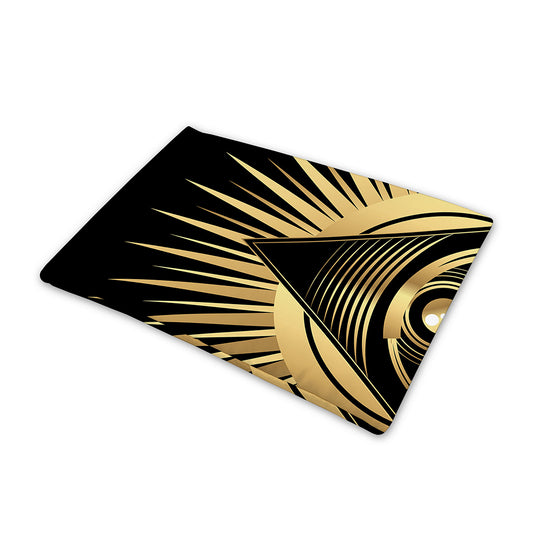 Black And Gold Eye of Providence Print Pet Cooling Mat Cover