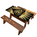Black And Gold Eye of Providence Print Picnic Table Cover
