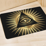 Black And Gold Eye of Providence Print Polyester Doormat