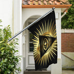 Black And Gold Eye of Providence Print Polyester Flag