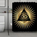 Black And Gold Eye of Providence Print Polyester Shower Curtain