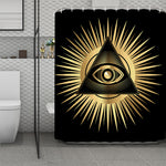 Black And Gold Eye of Providence Print Polyester Shower Curtain