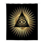 Black And Gold Eye of Providence Print Polyester Shower Curtain
