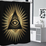 Black And Gold Eye of Providence Print Premium Shower Curtain