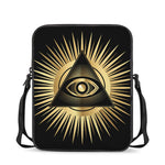 Black And Gold Eye of Providence Print Rectangular Crossbody Bag