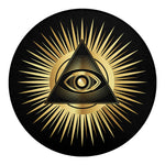 Black And Gold Eye of Providence Print Round Blanket