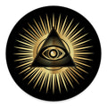 Black And Gold Eye of Providence Print Round Floor Mat