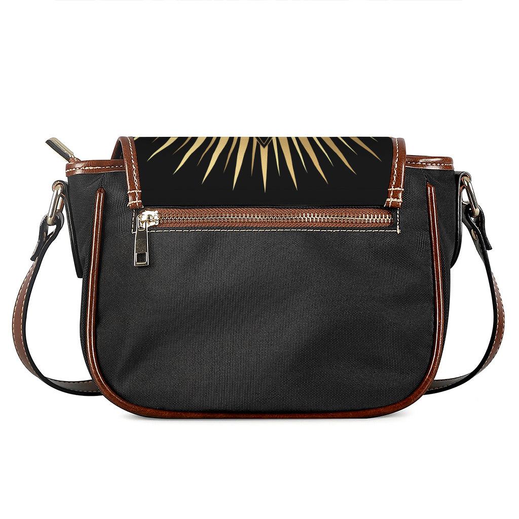 Black And Gold Eye of Providence Print Saddle Bag