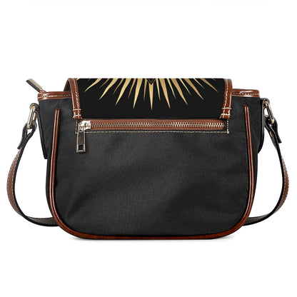Black And Gold Eye of Providence Print Saddle Bag