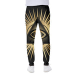 Black And Gold Eye of Providence Print Scuba Joggers