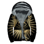 Black And Gold Eye of Providence Print Sherpa Lined Zip Up Hoodie