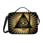 Black And Gold Eye of Providence Print Shoulder Strap Bible Bag