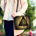Black And Gold Eye of Providence Print Shoulder Strap Bible Bag
