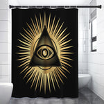 Black And Gold Eye of Providence Print Shower Curtain