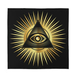 Black And Gold Eye of Providence Print Silk Bandana