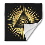 Black And Gold Eye of Providence Print Silk Bandana