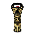 Black And Gold Eye of Providence Print Single Neoprene Wine Tote