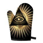 Black And Gold Eye of Providence Print Single Oven Mitt