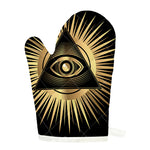 Black And Gold Eye of Providence Print Single Oven Mitt