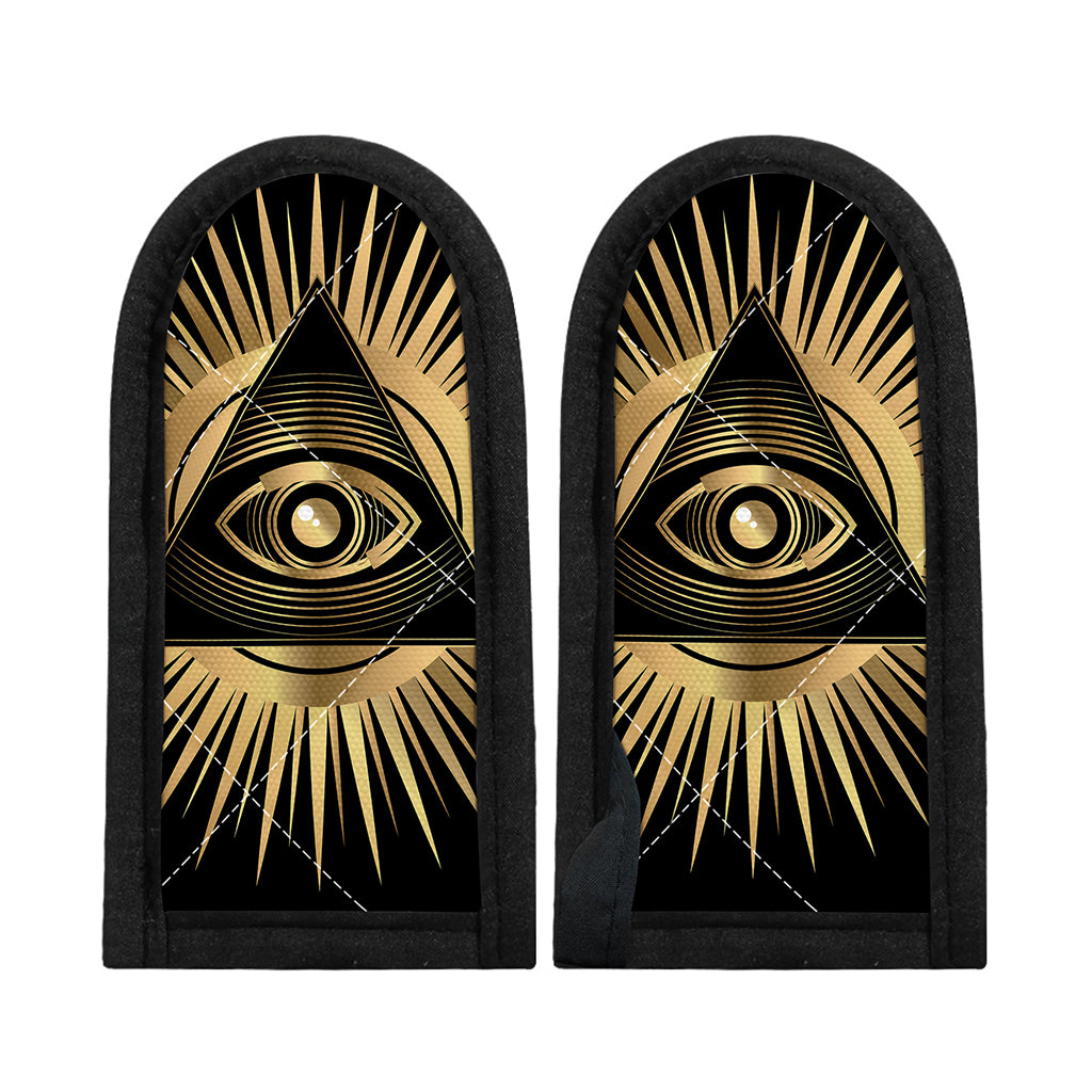 Black And Gold Eye of Providence Print Skillet Handle Cover