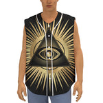 Black And Gold Eye of Providence Print Sleeveless Baseball Jersey