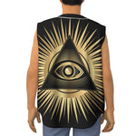 Black And Gold Eye of Providence Print Sleeveless Baseball Jersey