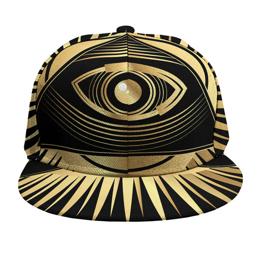 Black And Gold Eye of Providence Print Snapback Cap
