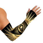 Black And Gold Eye of Providence Print Sun Protection Arm Sleeves