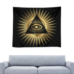 Black And Gold Eye of Providence Print Tapestry