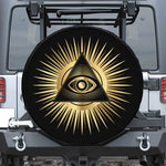 Black And Gold Eye of Providence Print Tire Cover