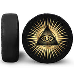 Black And Gold Eye of Providence Print Tire Cover