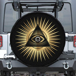 Black And Gold Eye of Providence Print Tire Cover With Camera Hole