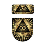 Black And Gold Eye of Providence Print Toilet Lid And Tank Cover Set