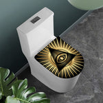 Black And Gold Eye of Providence Print Toilet Lid Cover