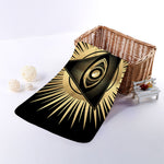 Black And Gold Eye of Providence Print Towel
